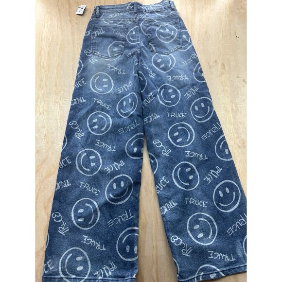 Truce Sz 16 Youth Jeans Smiley Face Graffiti Writing New! Denim Pants Straight - Picture 3 of 4